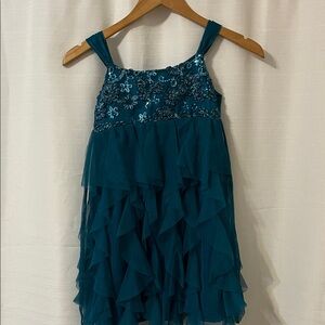 Biscotti Teal Floral Sequin Dress